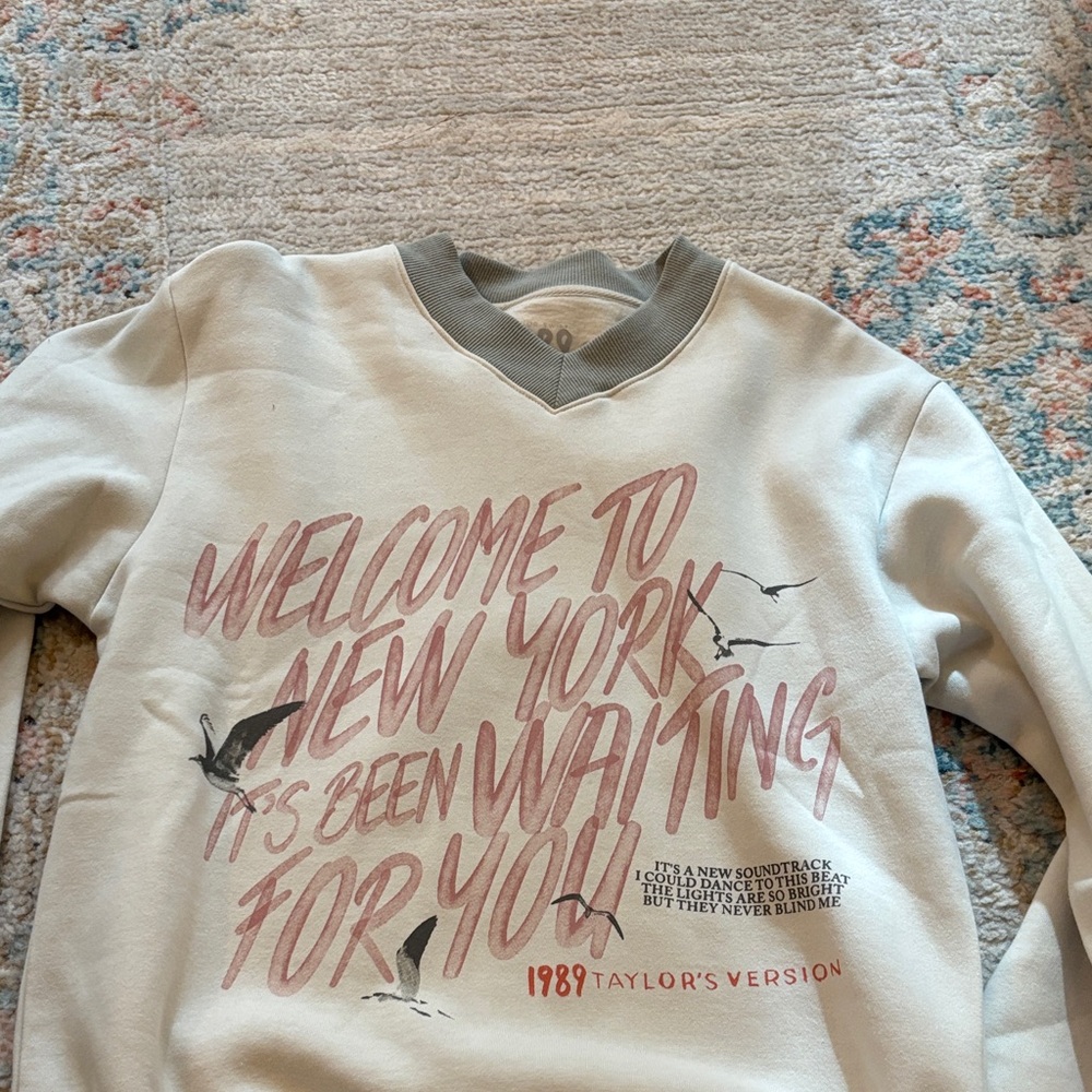 Taylor Swift Cream and Pink Sweatshirt